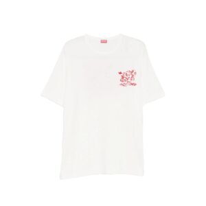 Kenzo Men `Kenzo Cartoon` Embroidered Outlined Cotton T-Shirt